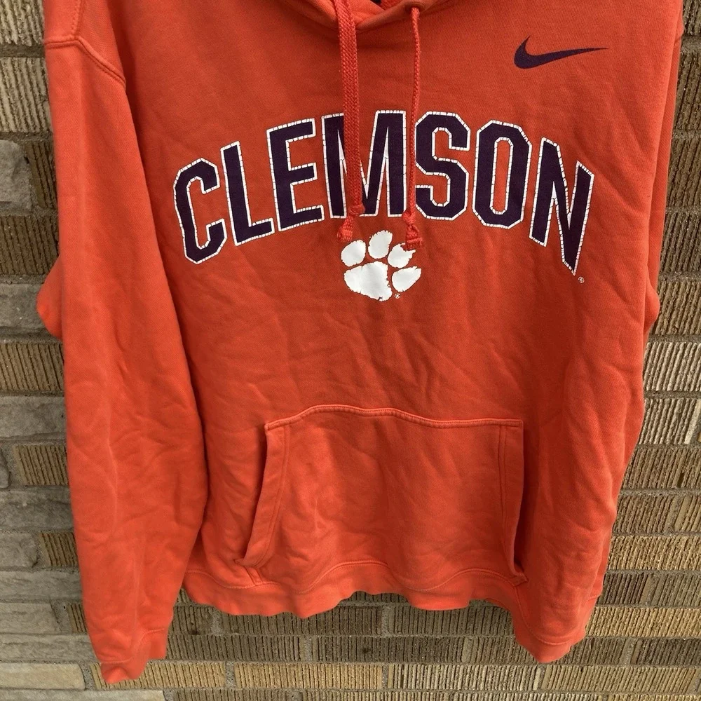 Nike Men's Large Clemson Tigers Orange Football Hoodie‎ Comfy Pocket Drawstring